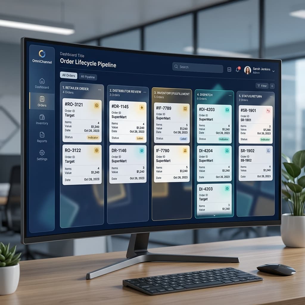 Order Management Dashboard showing lifecycle pipeline